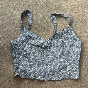 Hollister Gray and White Fitted Crop Top